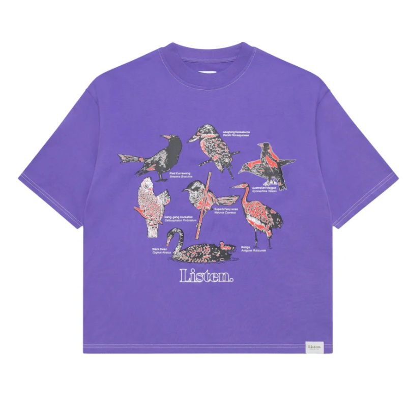 Listen -Sounds Of Australia tee – Purple