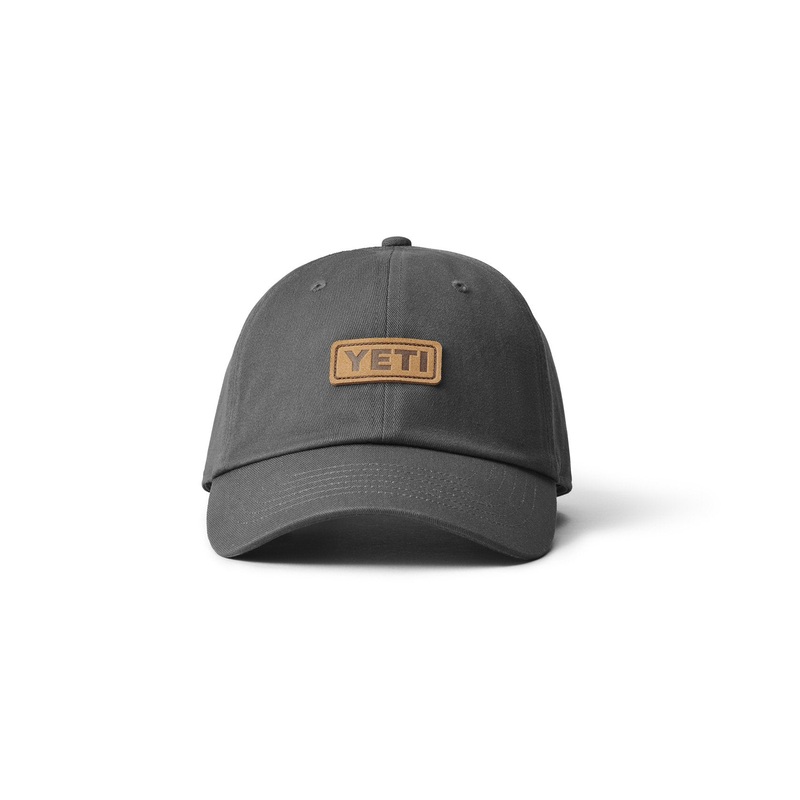 YETI LEATHER LOGO BADGE HAT DARK BLACK