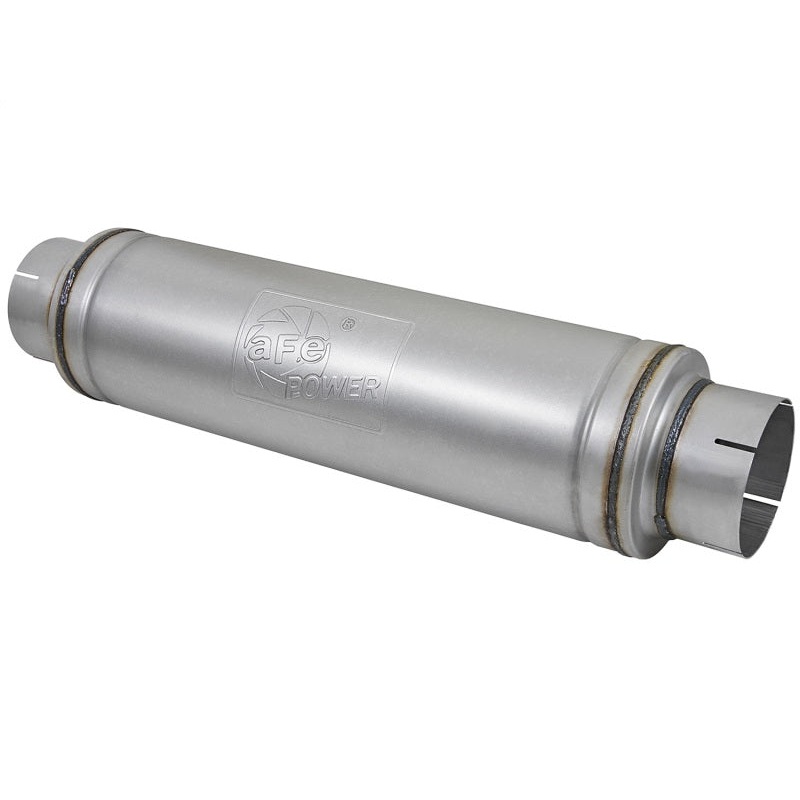 aFe ATLAS Aluminized Steel Muffler 5in Center/Center 24in L x 7in Diameter – Round Body