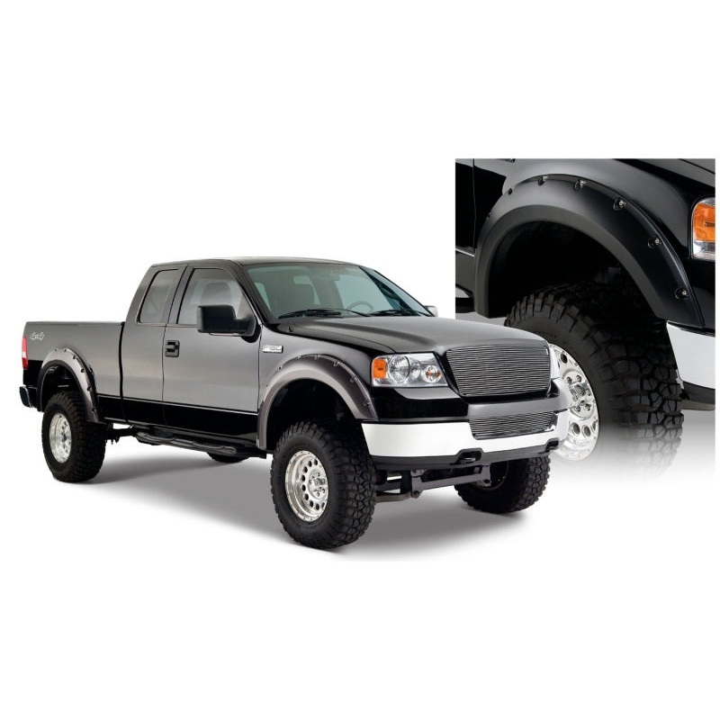 Bushwacker 04-08 Ford F-150 Styleside Pocket Style Flares 4pc 66.0/78.0/96.0in Bed – Black MV50604909