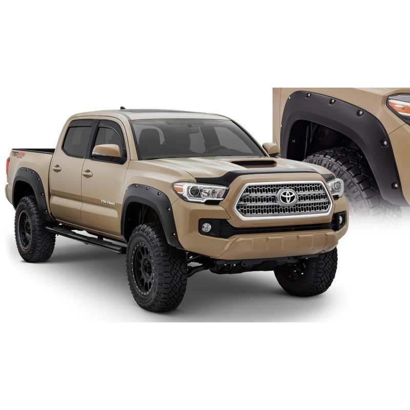 Bushwacker 16-18 Toyota Tacoma Pocket Style Flares 4pc 60.5/73.7in Bed – Black MV50604861