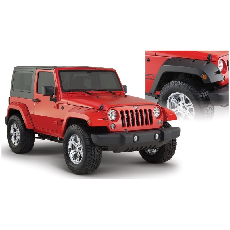 Bushwacker 07-18 Jeep Wrangler Pocket Style Flares 2pc – Black MV50598329