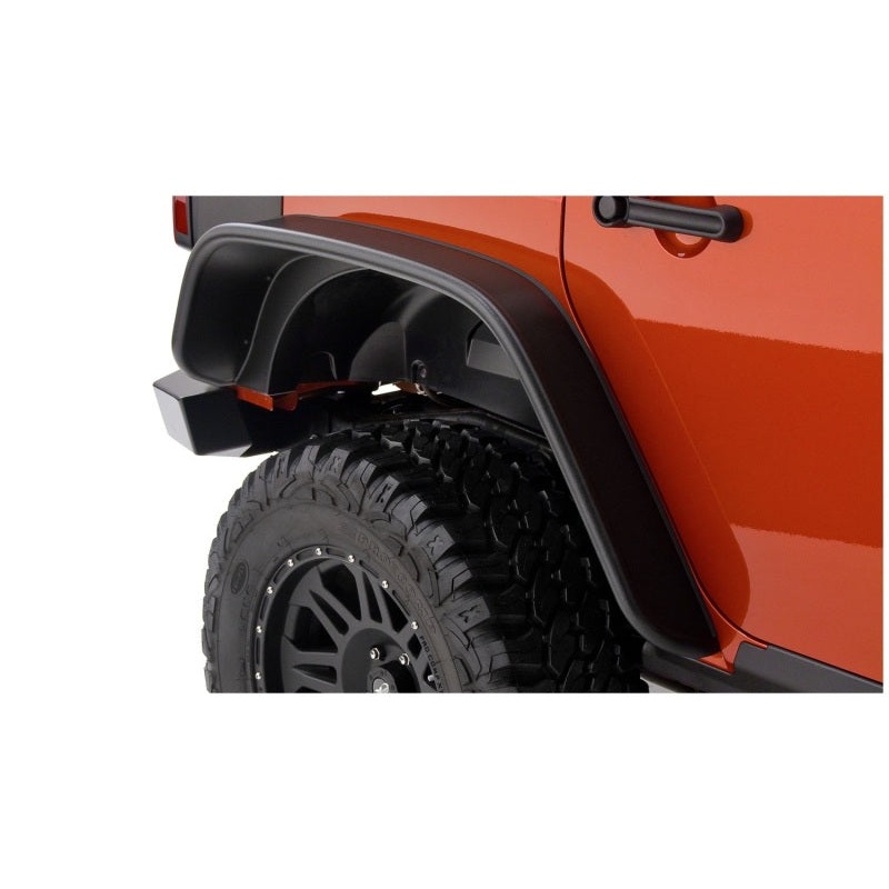 Bushwacker 07-18 Jeep Wrangler Unlimited Flat Style Flares 2pc 4-Door Sport Utility Only – Black MV50598336