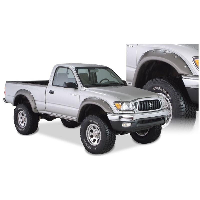 Bushwacker 95-04 Toyota Tacoma Fleetside Cutout Style Flares 4pc 74.5in Bed w/ 4WD Only – Black MV50598156
