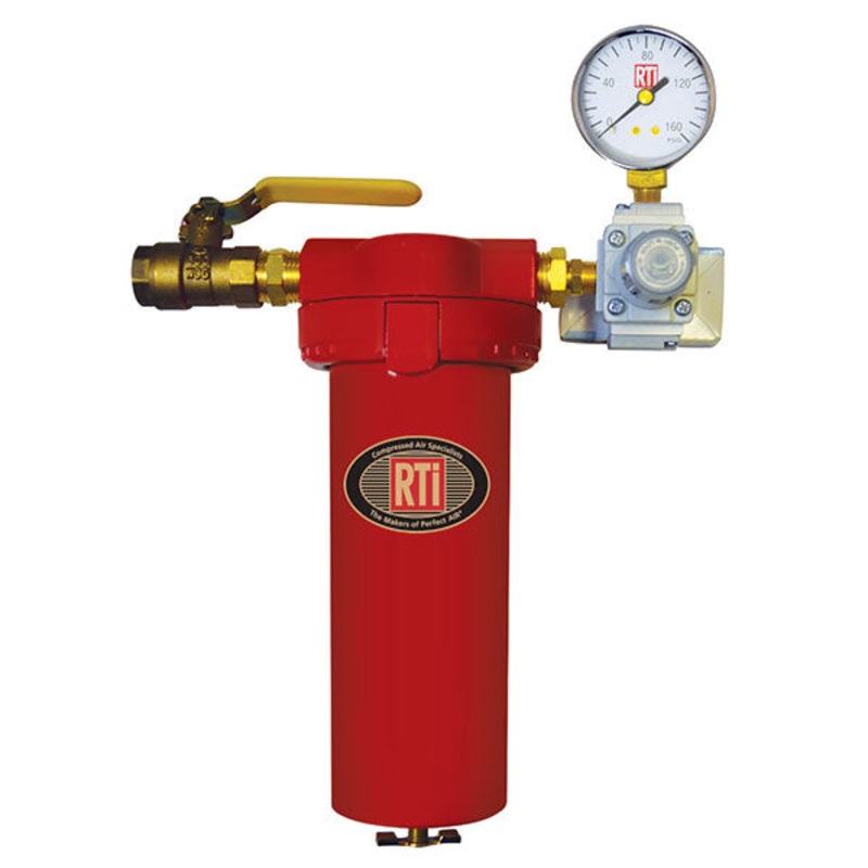 RTI STEALTH 6960B Activated Carbon Filter, 1/2 Inlet, Regulated 1/4 Outlet With Gauge