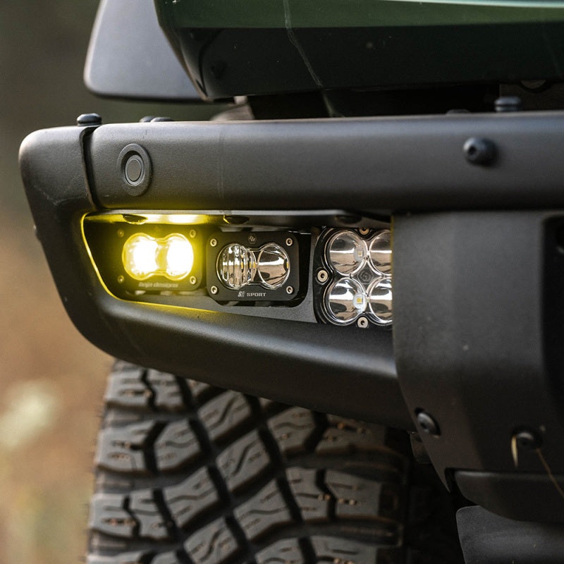 Baja Designs 21-22 Ford Bronco w/Steel Bumper S2 SAE Pro Fog Pocket Light Kit w/Upfitter – Amber