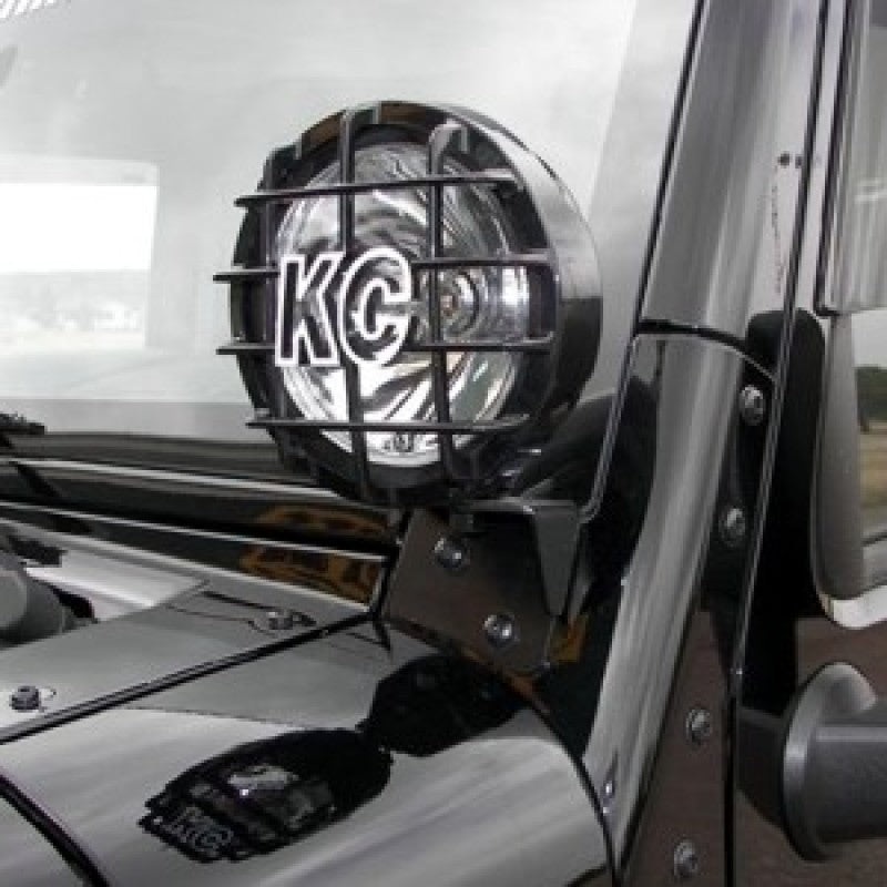 KC HiLiTES 07-18 Jeep JK A-Pillar Windshield Light Mount Bracket Set (Pair) – Black